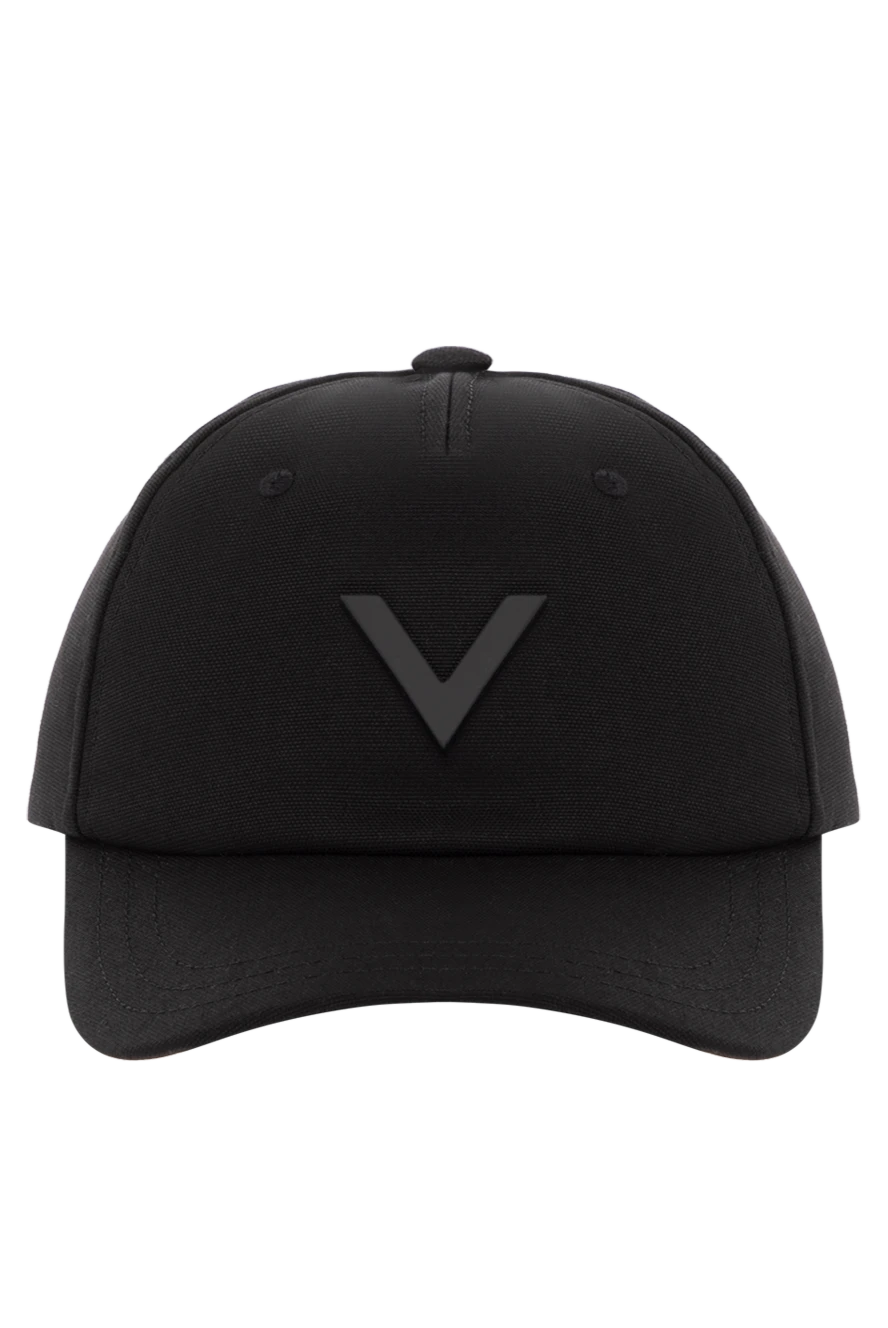 Valentino Men's black cotton cap - letter V logo. 98% cotton, 2% elastane. Country of manufacture: Italy. Care: specialized cleaning - photo 1