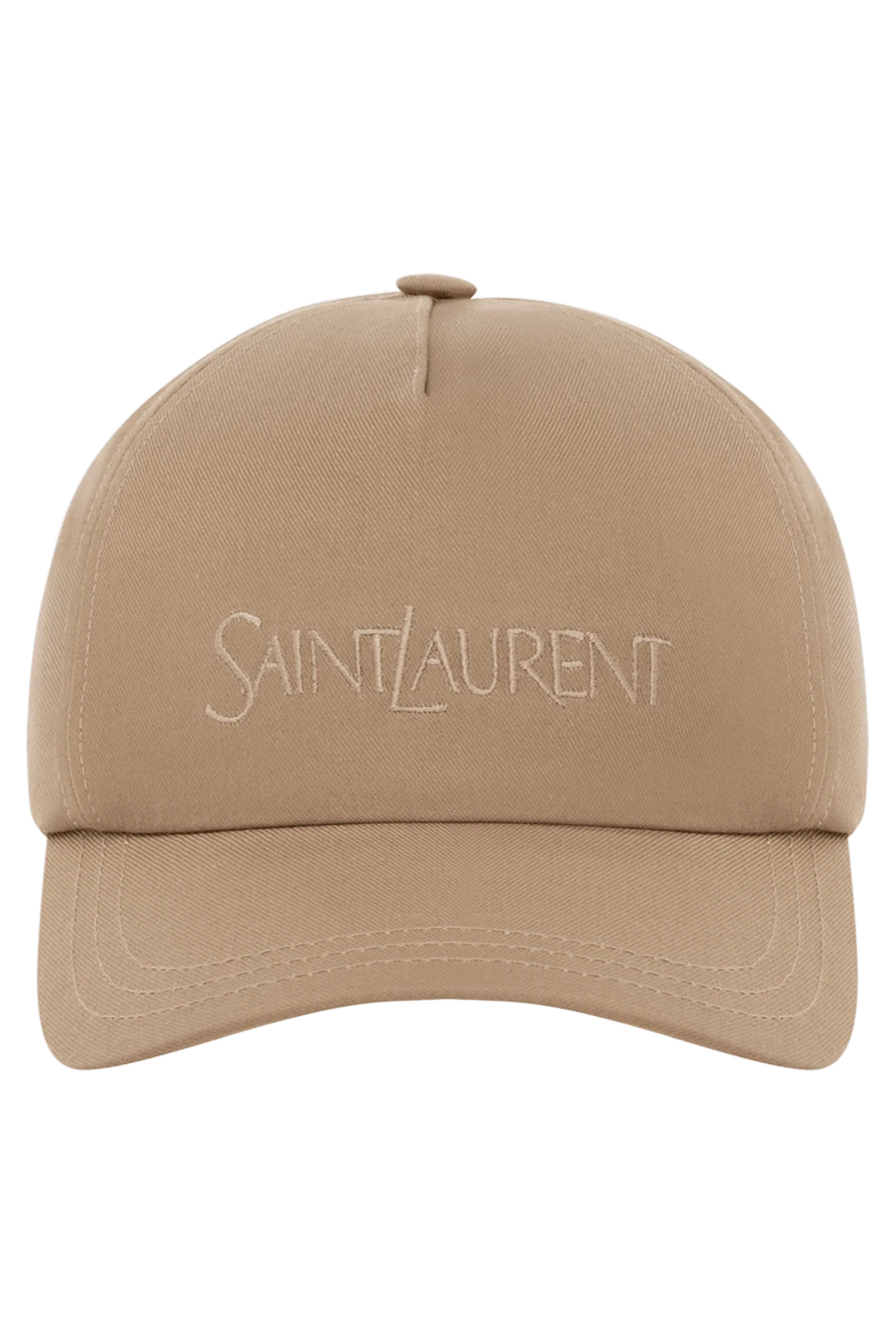 Saint Laurent Men's beige cap made of cotton and linen - brand logo. 75% cotton, 25% linen. Country of manufacture: Italy. Care: specialized cleaning - photo 1