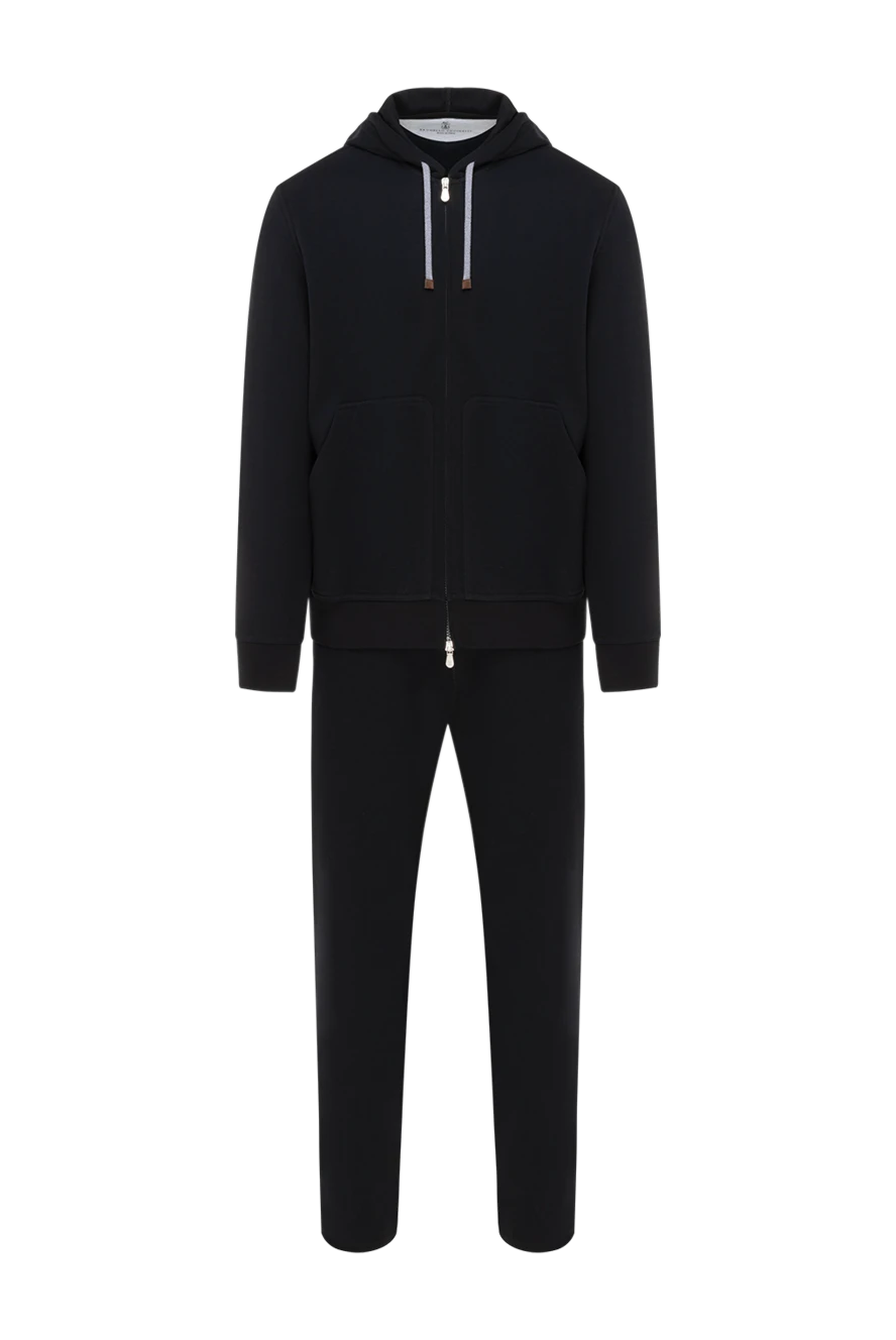 Brunello Cucinelli Спортивный мужской костюм черный с капюшоном - капюшон. 93% хлопок, 7% полиамид. кулиска. два боковых кармана. Страна производитель: Италия. Уход: специализированная чистка - фото 1