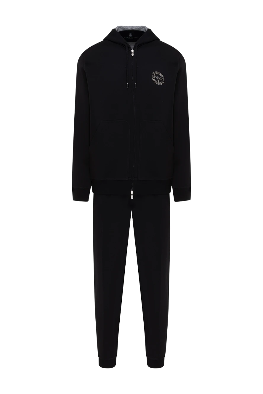 Brunello Cucinelli Сорғышы мен логотипі бар қара спорттық костюм - Декорация: бренд логотипі. Қосымша: сорғыш. Құрамы: 64% мақта, 26% нейлон, 6% кашемир, 4% жібек. Жабу: найзағай. Қалталар: екі бүйір қалта. Шығарылған елі: Италия. Күтім: арнайы тазалау - фото 1