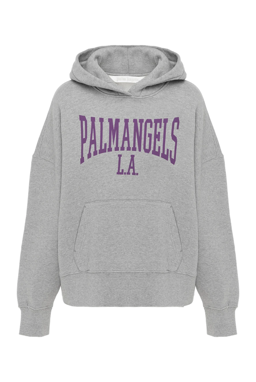 Palm Angels Худи серое женское меланж с логотипом - логотип бренда. капюшон. 100% хлопок. большой передний карман. . Страна производитель: Италия. Уход: специализированная чистка - фото 1