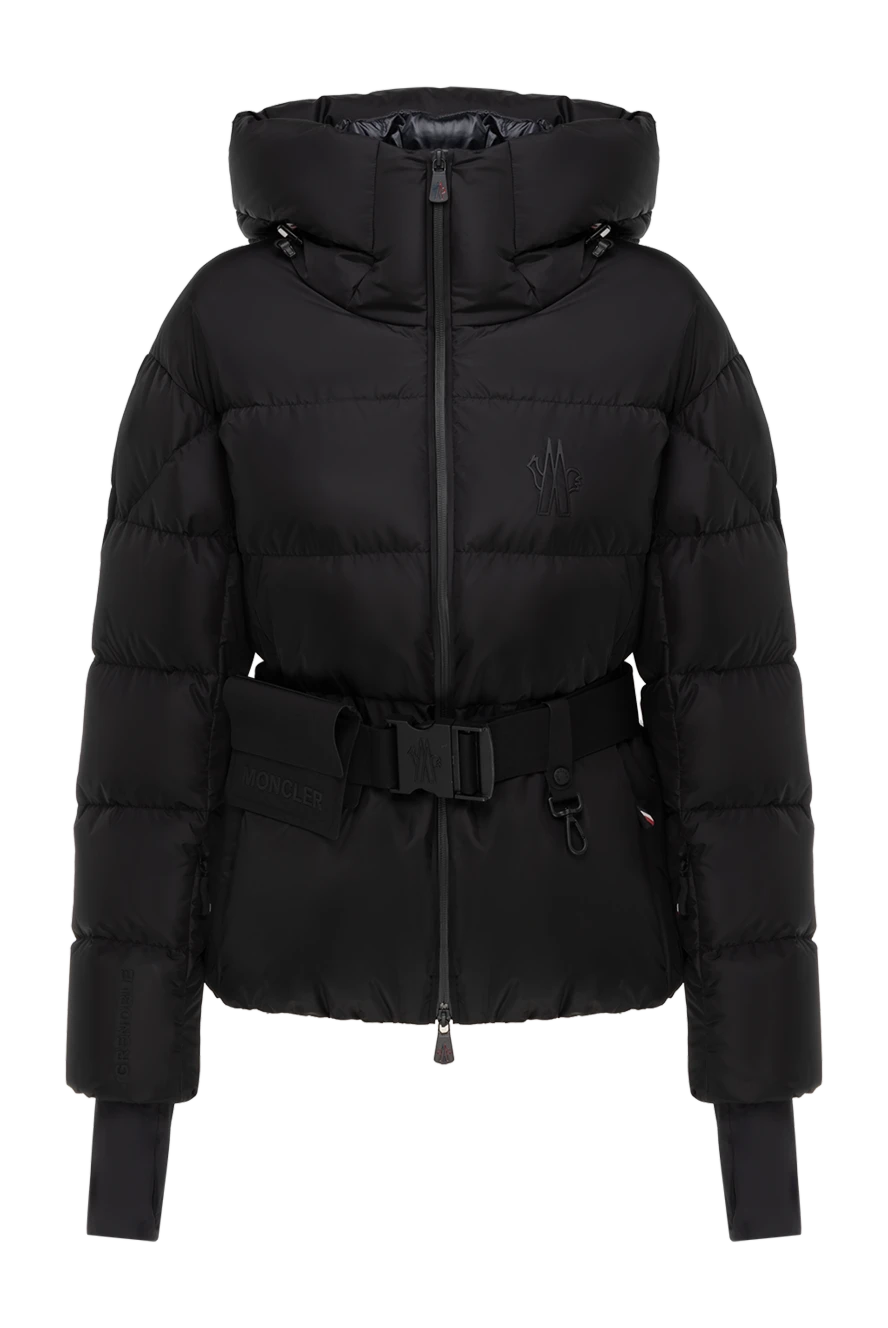 Moncler Куртка женская черная с манжетами-перчатками - логотип бренда. капюшон. 87% полиамид, 13% эластан. молния, пояс. два боковых кармана. Страна производитель: Италия. Уход: специализированная чистка - фото 1