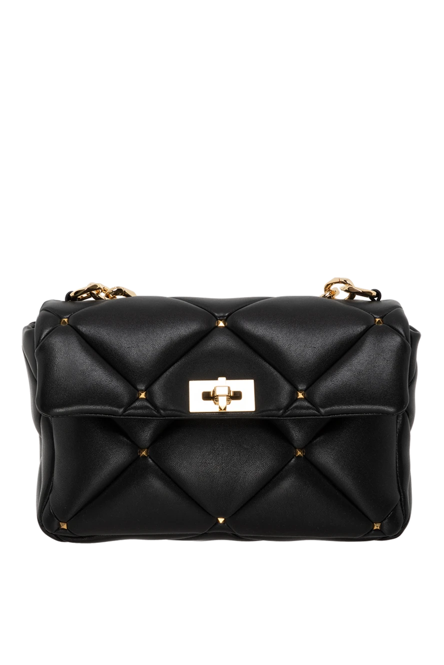 Valentino Сумка Garavani Roman Stud из кожи наппа черная женская - лоскутная конструкция и отделка, украшенная маленькими заклепками. 100% кожа наппа. Размер: Ш25xВ16xГ10 см. клапан с поворотным замком . один накладной карман и один карман на молнии. Длина ремня: длина плечевого ремня: 55 см. Страна производитель: Италия. Уход: специализированная чистка - фото 1