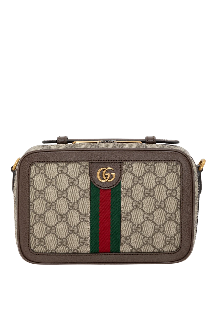 Gucci Маленькая сумка через плечо Ophidia с лентой Web мужская бежевая - орнамент GG. 60% полиуретан, 20% хлопок, 20% полиэстер. молния. Ремень: регулируемый плечевой ремень высотой 54 см. Размер: Ш 24 х В 16 х Г 7 см. Карман: один открытый карман внутри. . Страна производитель: Италия. Уход: специализированная чистка - фото 1