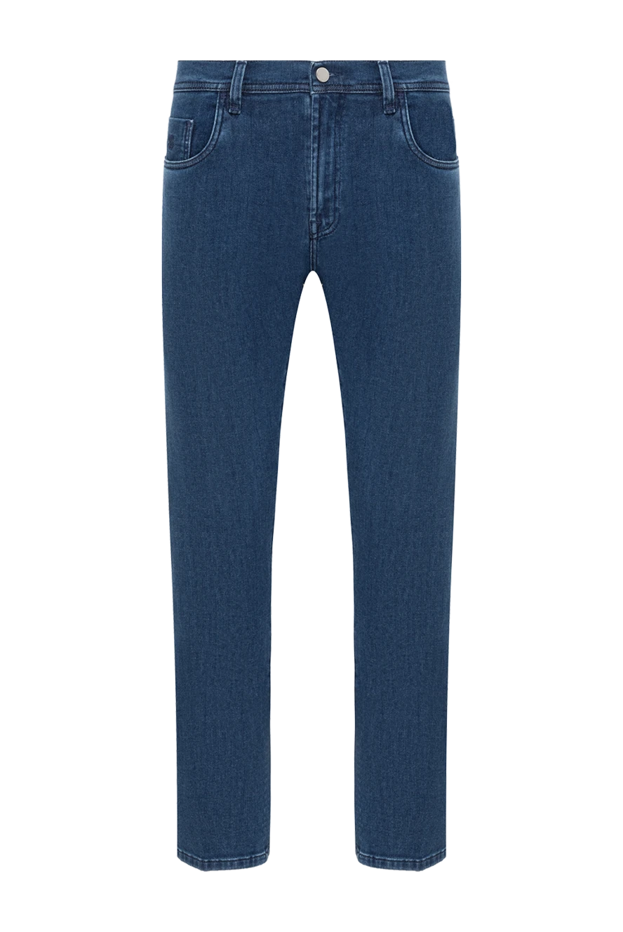 Scissor Scriptor Men's blue jeans made of cotton and cashmere - brand logo. 93% cotton, 6% cashmere, 1% elastane. zipper, button. two side pockets, two back pockets. Country of manufacture: Italy. Care: specialized cleaning - photo 1