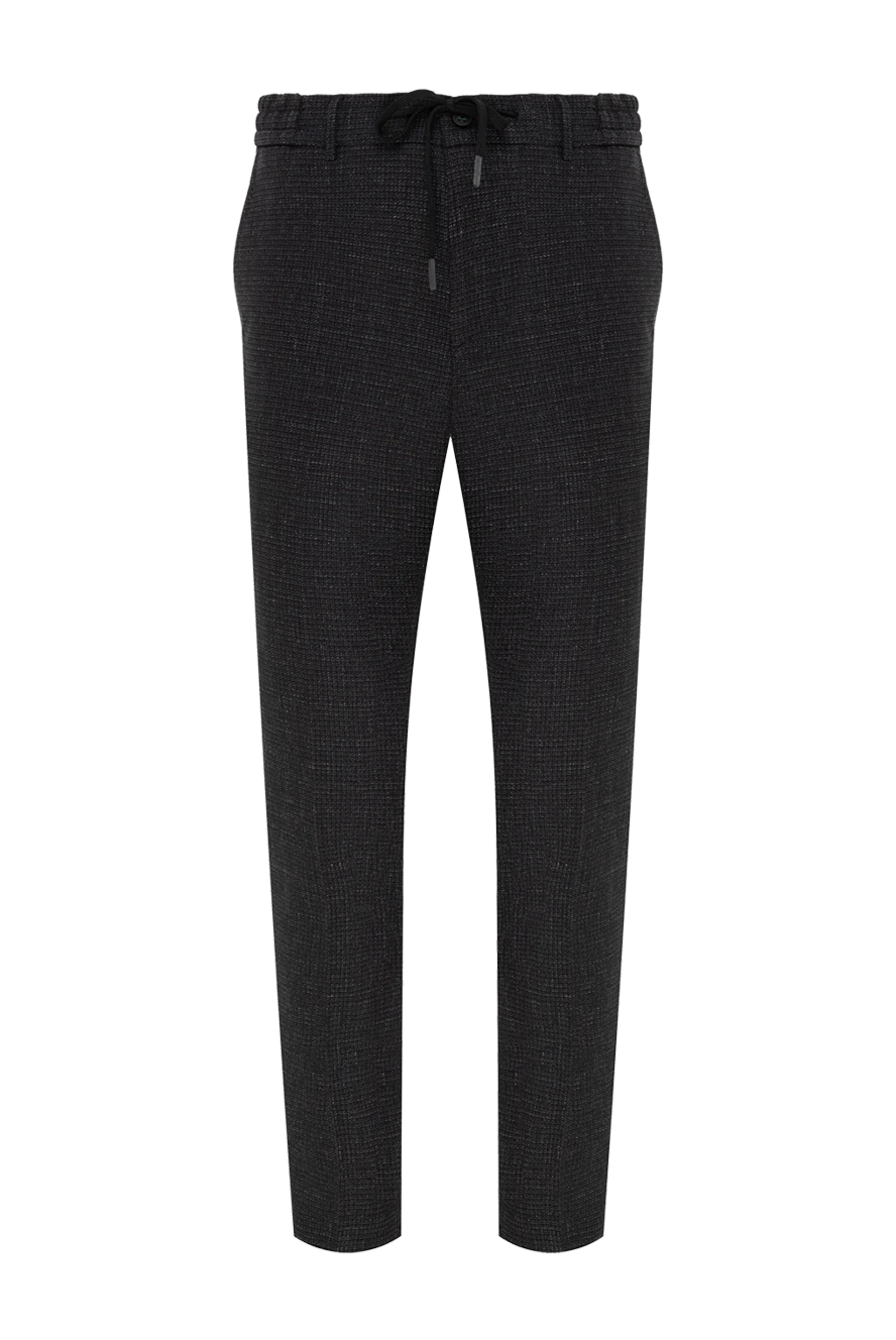 Berwich Men's gray checkered trousers - small check pattern. 79% wool, 20% cotton, 1% elastane. button, zipper, drawstring. two side pockets, one back. Country of manufacture: Italy. Care: specialized cleaning - photo 1