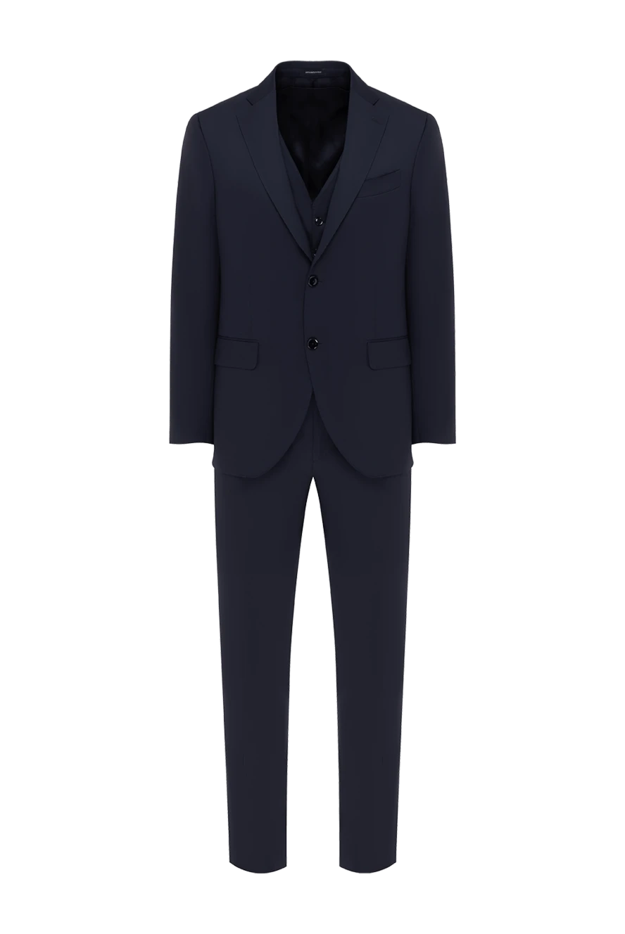Sartoria Latorre Көк жүннен жасалған ерлер классикалық костюмі - Құрамы: 100% жүн. Жабу: түймелер. Қалталар: екі бүйір қалта, бір кеуде қалта. Шығарылған елі: Италия. Күтім: мамандандырылған тазалау - фото 1