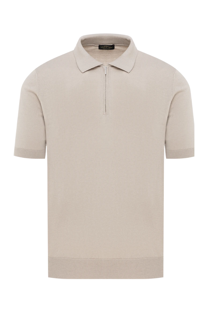 Cesare di Napoli Beige men's polo with zipper made of cotton and silk - 55% cotton, 45% silk. Closure: zipper. Country of origin: Italy. Care: specialized cleaning - photo 1