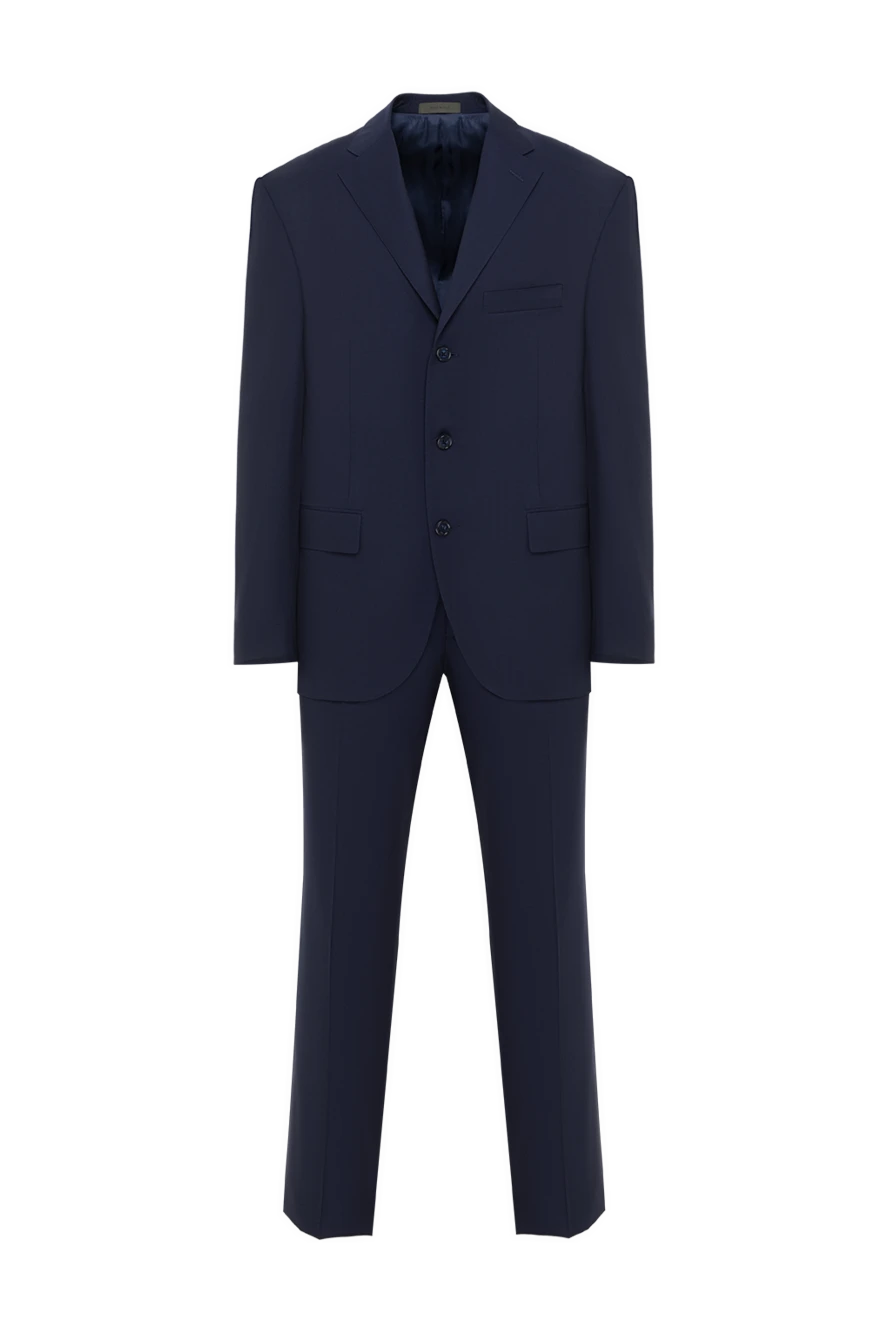 Corneliani Men's classic wool suit blue - 100% wool. Closure: buttons. two side pockets, one chest pocket. . Country of origin: Italy. Care: specialized cleaning - photo 1