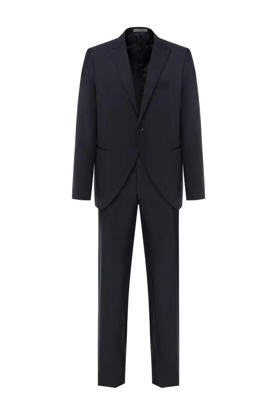 Corneliani Мужской костюм однобортный синий из шерсти - 100% шерсть. пуговицы. 2 боковых кармана, один нагрудный. Страна производитель: Италия. Уход: специализированная чистка - фото 1