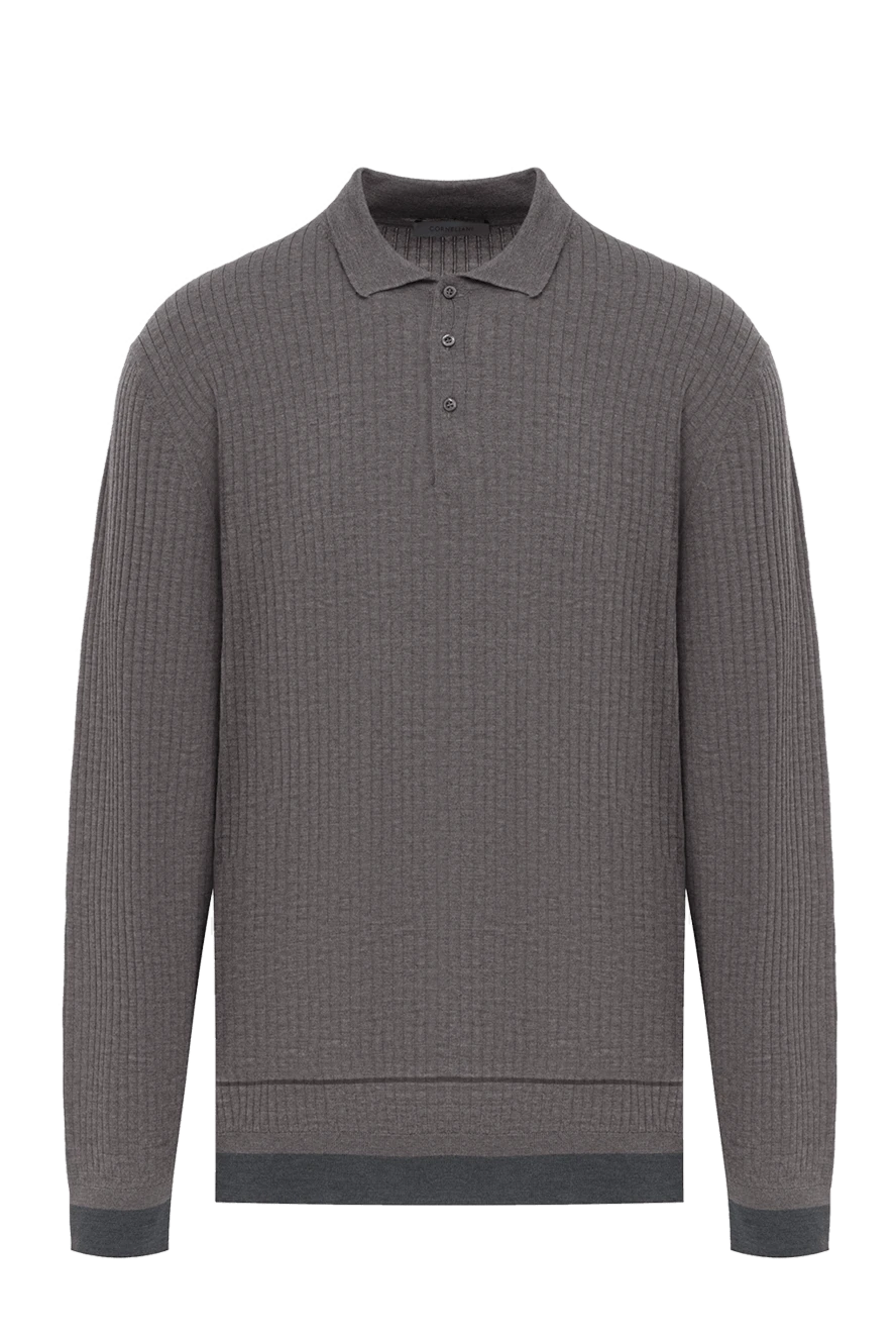 Corneliani Коричневое шерстяное поло с длинным рукавом мужское - 100% шерсть. пуговицы . Страна производитель: Италия. Уход: специализированная чистка - фото 1