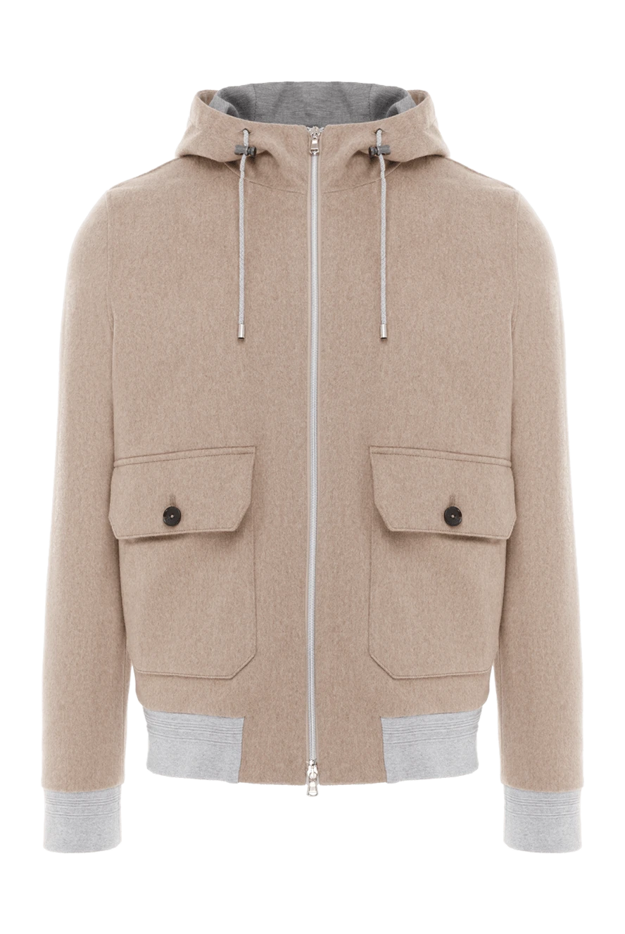 Lubiam Beige wool jacket with patch pockets and hood - contrasting cuffs. 100% wool. Additional: hood. two side pockets. Fastener: zipper, drawstring. Country of manufacture: Italy. Care: specialized cleaning - photo 1