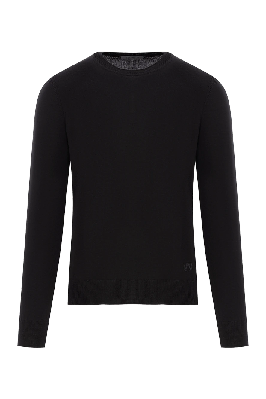 Corneliani Черный шерстяной джемпер мужской с логотипом - логотип бренда. 100% шерсть. Страна производитель: Италия. Уход: специализированная чистка - фото 1