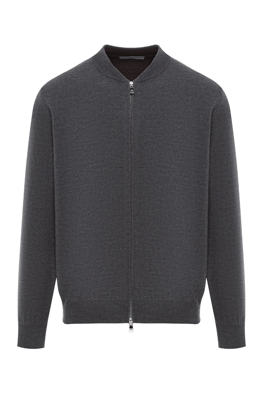 Corneliani Бомбар жағасы бар жүн матадан жасалған қара сұр реңктегі кардиган
 - Құрамы: 100% жүн. Бекіткіш: найзағай. . Шығарылған елі: Италия. Күтім: мамандандырылған тазалау - фото 1