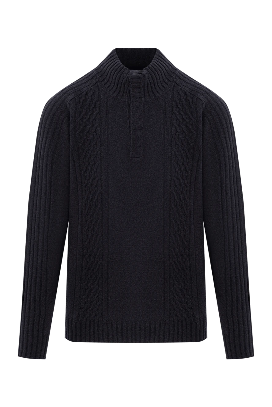 Corneliani Wool and cashmere turtleneck zip troyer navy - 90% wool, 10% cashmere. Fastener: zipper. Country of origin: Italy. Care: specialized cleaning - photo 1