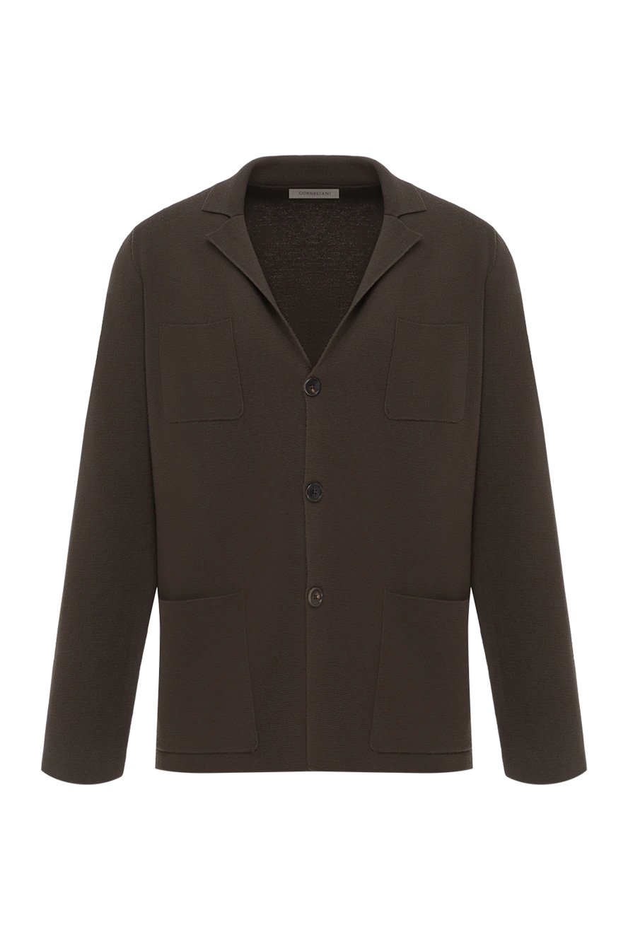 Corneliani Пиджак мужской коричневый трикотажный с накладными карманами - 100% шерсть . пуговица. два боковых кармана, два нагрудных накладных кармана. Страна производитель: Италия. Уход: специализированная чистка - фото 1