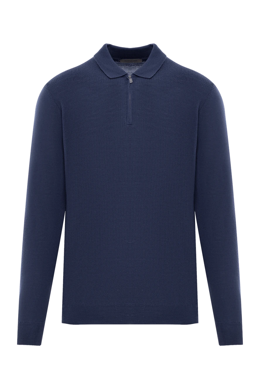 Corneliani Ұзын жеңді көк найзағаймен тоқылған жүннен тоқылған поло жейде - Құрамы: 100% жүн. Бекіткіш: найзағай. . Шығарылған елі: Италия. Күтім: арнайы тазалау - фото 1