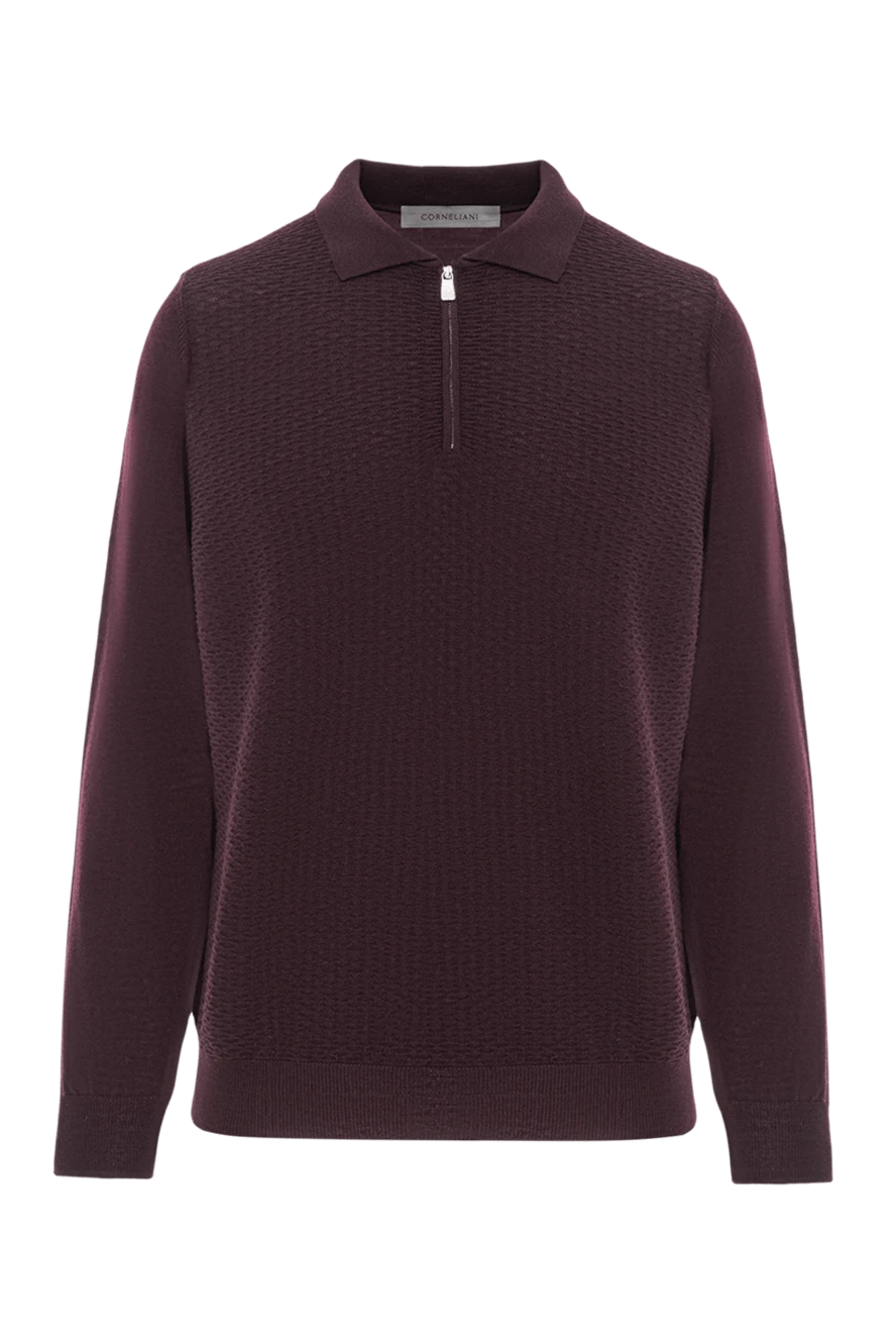 Corneliani Поло с длинным рукавом из шерсти с рельефной текстурой и молнией бордовое - фактурное плетение. 100% шерсть. Цвет: бордовое. молния. . Страна производитель: Италия. Уход: специализированная чистка - фото 1
