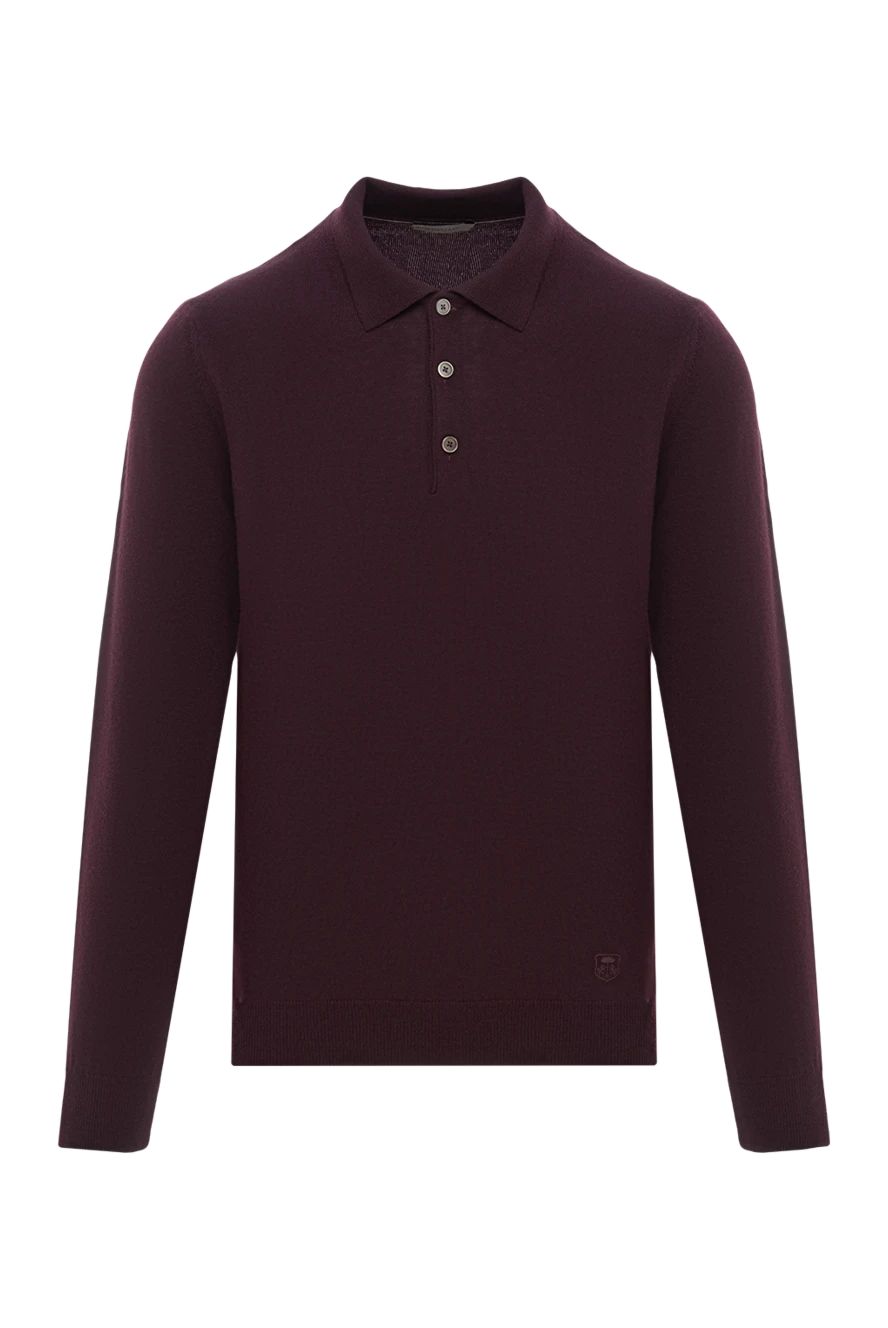 Corneliani Трикотажное поло в винном оттенке с пуговицами
 - 100% шерсть. Цвет: бордовый. пуговицы. . Страна производитель: Италия. Уход: специализированная чистка - фото 1