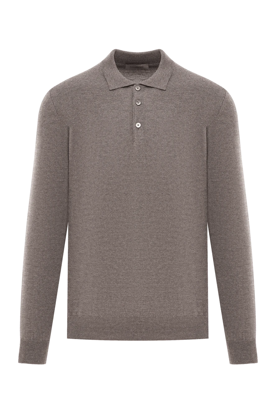 Corneliani Brown wool long sleeve button down polo shirt - 100% wool. buttons. . Country of origin: Italy. Care: specialized cleaning - photo 1
