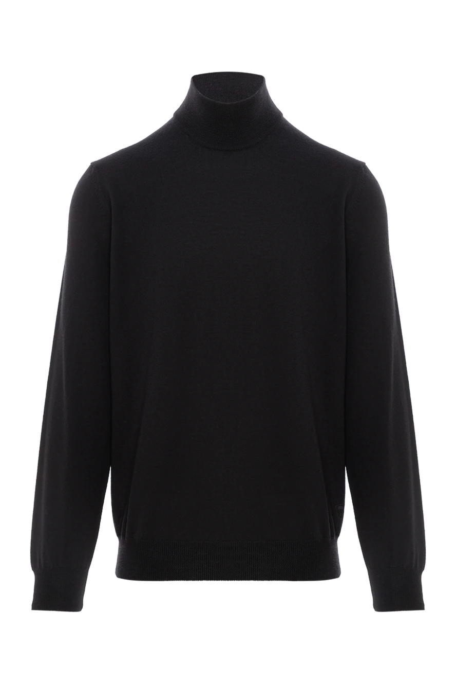 Corneliani Мужской джемпер с лаконичным дизайном и плотной горловиной черный
 - логотип бренда. 100% шерсть. Цвет: черный. . Страна производитель: Италия. Уход: специализированная чистка - фото 1