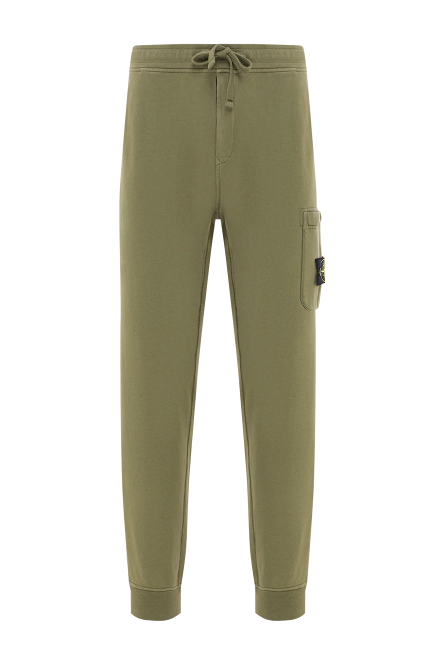 Stone Island Green organic cotton fleece sweatpants - Decoration: brand logo. 100% cotton. zipper, drawstring. two side pockets, one back pocket, one leg pocket. Country of origin: Italy. Care: Specialized cleaning - photo 1