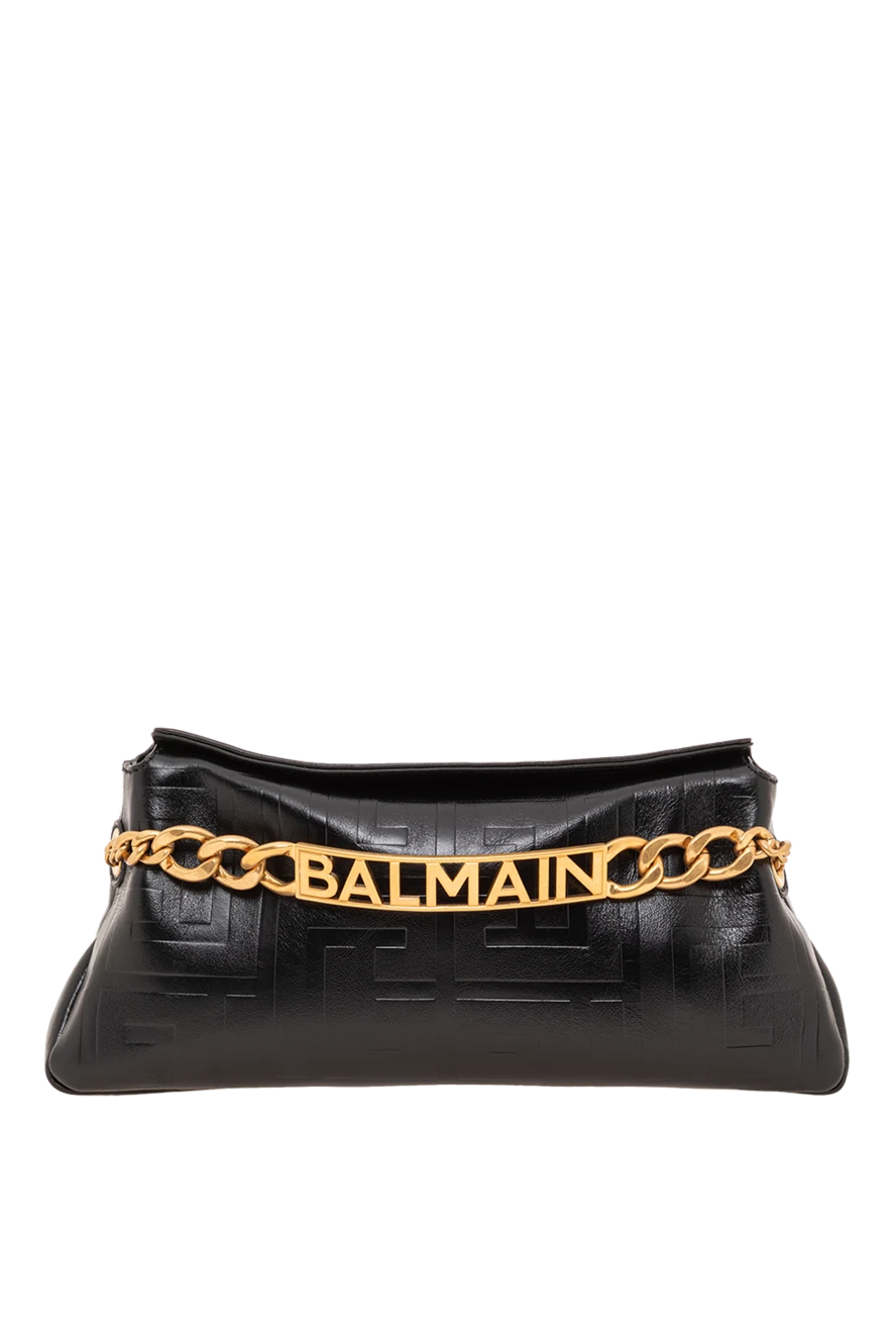 Balmain Мягкая сумочка-клатч 1945 года из тисненой мятой телячьей кожи с монограммой - логотип бренда. 100% телячья кожа. магнитная застежка. Размеры: 31 x 13 x 5,5 см. внутренний накладной карман, rарман для карт из тисненой кожи. Длина ремня: съемный плечевой ремень-цепочка с переплетенной кожаной цепочкой и карабинами.. Страна производитель: Италия. Уход: специализированная чистка - фото 1