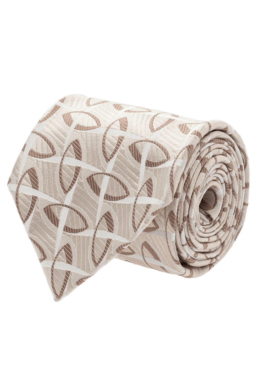 Dolce & Gabbana Silk tie with geometric pattern beige - print. 100% silk. Size: 150x8 cm. Country of manufacture: Italy. Care: specialized cleaning - photo 1