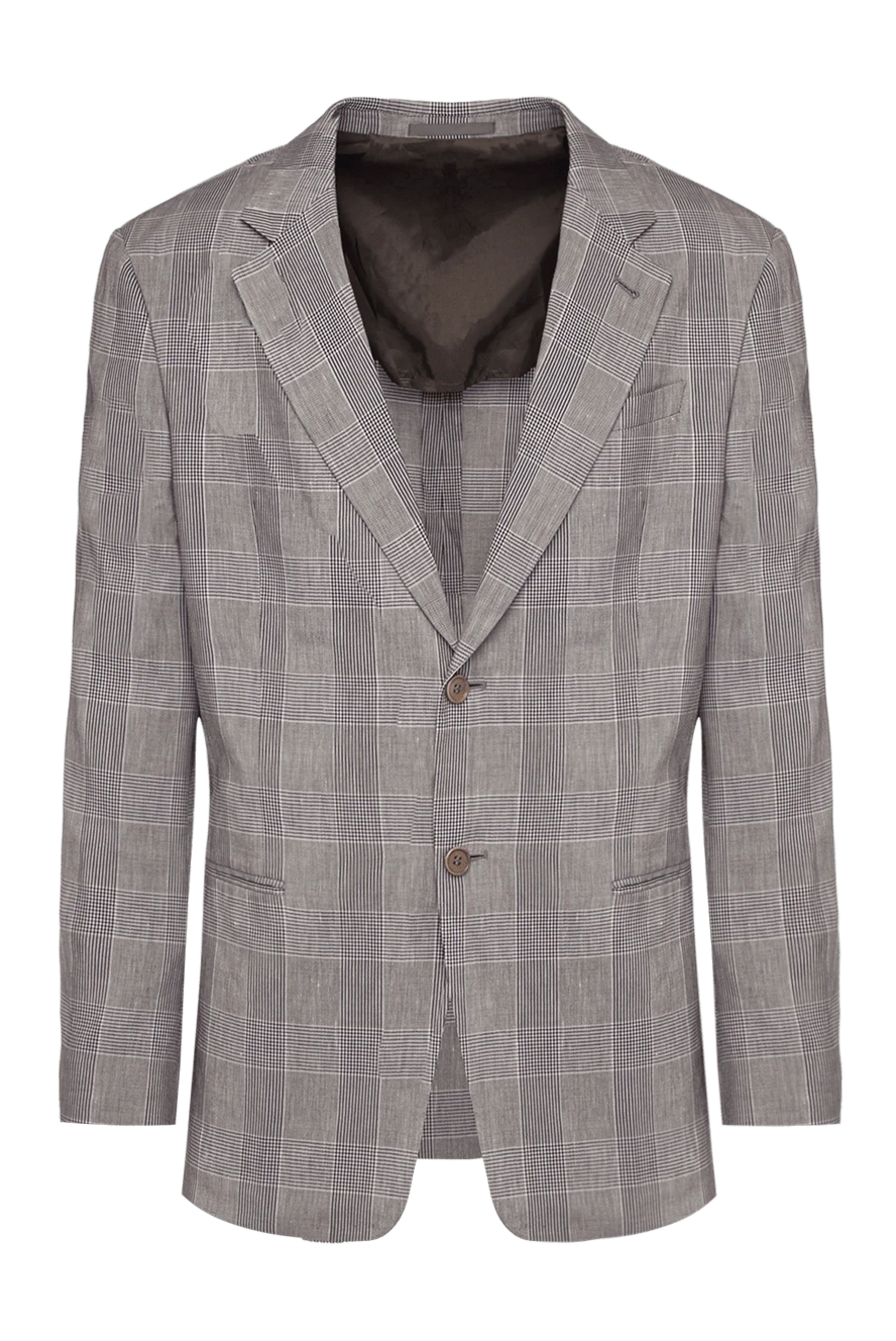 Armani Gray men's jacket - check pattern. 36% cotton, 36% acetate, 28% linen. two buttons. two internal, two side. Country of origin: Italy. Care: specialized cleaning - photo 1