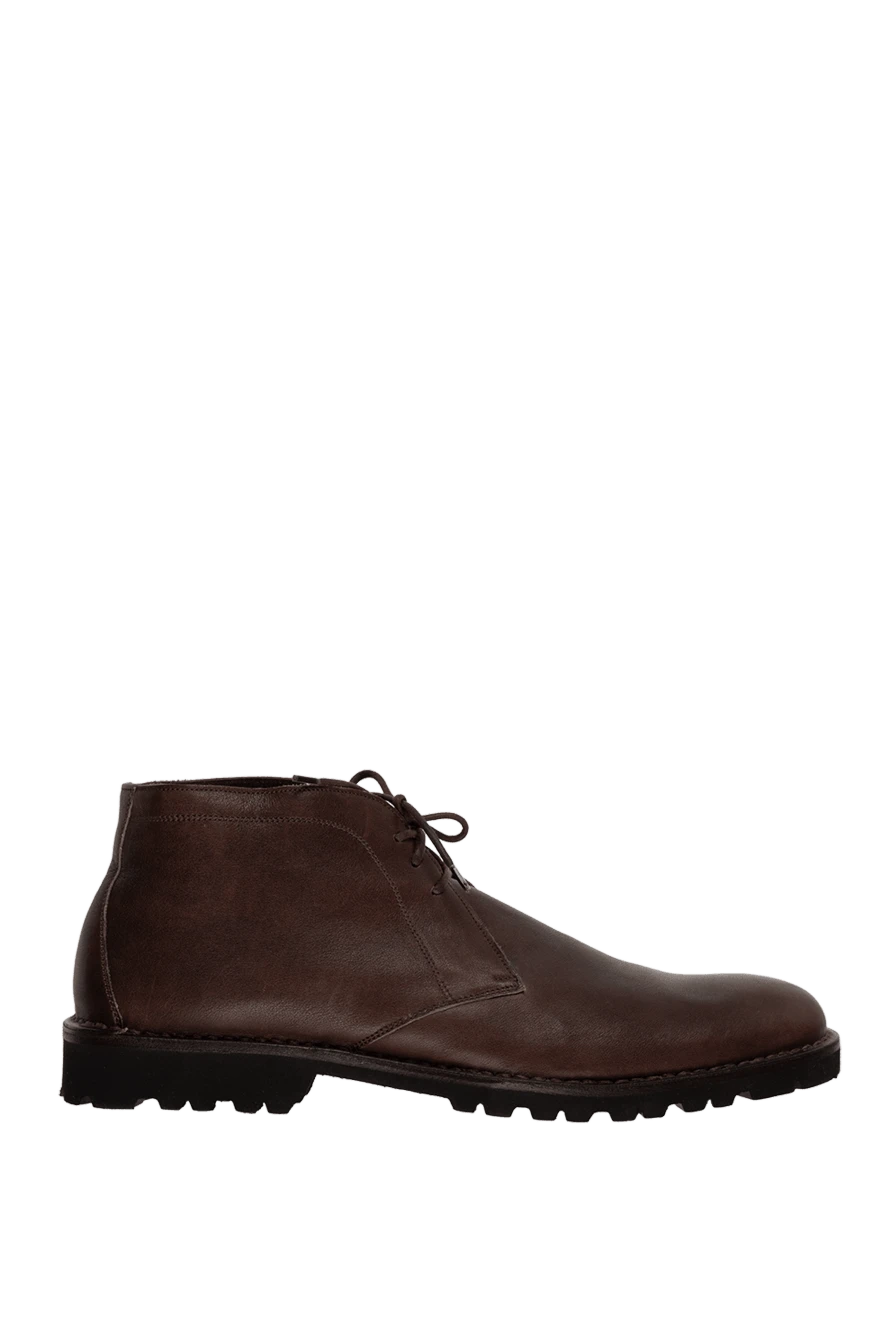 A.Testoni Men's leather boots brown - 100% leather, 100% fur. Lace-up. Shaft height: 15 cm. Sole Height: 2.5 cm. Outsole: Other materials. Country of origin: Italy. Care: specialized cleaning - photo 1