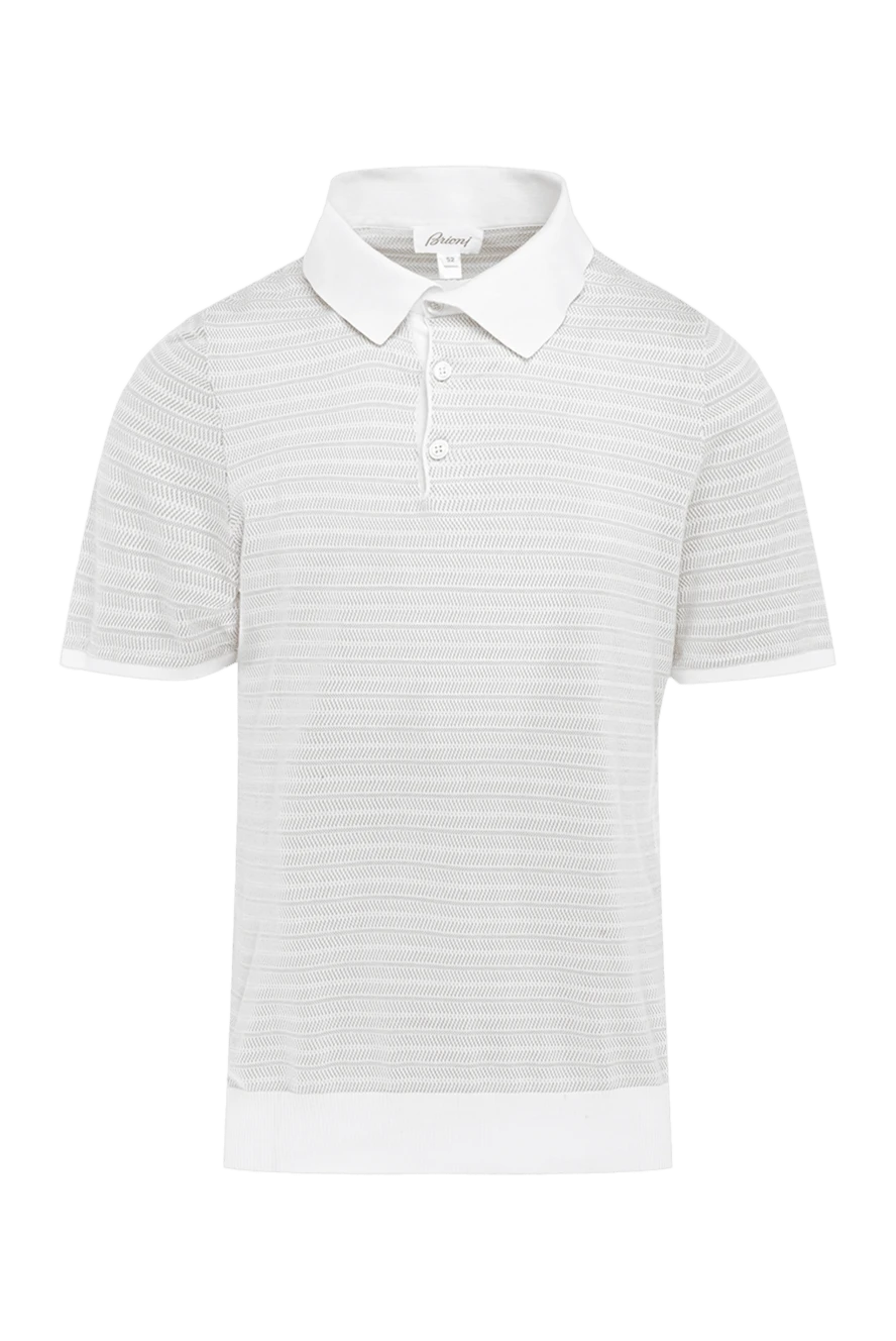 Brioni Long sleeve cotton-silk polo gray for men - Stripe pattern, contrasting cuffs and pores. Long sleeve. 85% cotton, 15% silk. Buttons. Country of origin: Italy. Care: specialized cleaning - photo 1