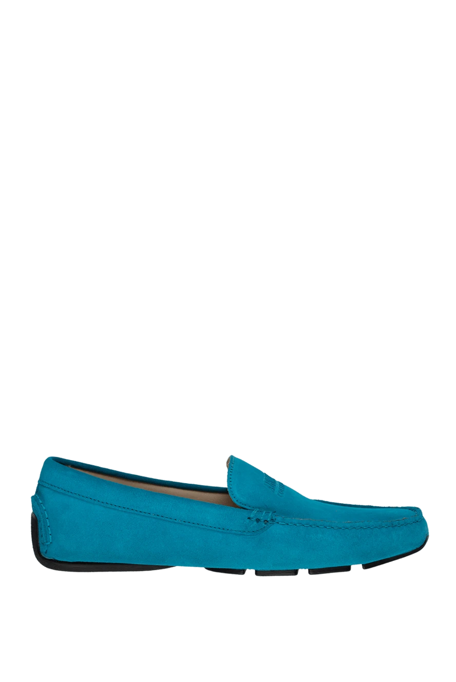 Armani Blue leather men's moccasins - Stitching, logo embossing. 100% leather. Interior: Leather. Insole: Leather. Outsole: Other materials. Country of origin: Italy. Care: specialized cleaning - photo 1