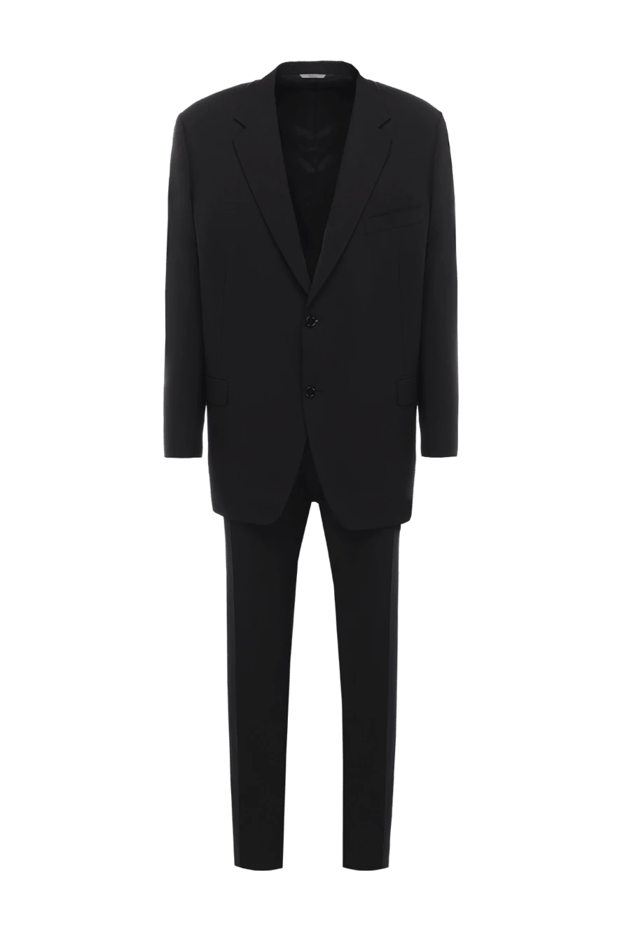 Canali Костюм мужской из шерсти черный - Шлица. 100% шерсть. Пуговицы, крючок. Нагрудный карман, два кармана с клапанами. Карманы (внутренние): Три кармана. Два боковых кармана, два кармана сзади на пуговицах. 100% купро. Страна производитель: Италия. Уход: специализированная чистка - фото 1
