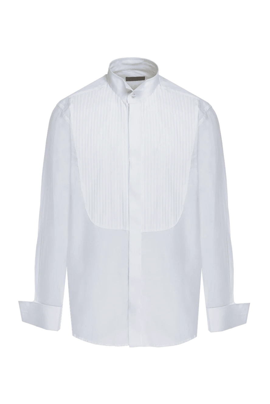 Canali White cotton shirt for men - stripe pattern. 100% cotton. Closure: buttons. Country of origin: Italy. Care: specialized cleaning - photo 1