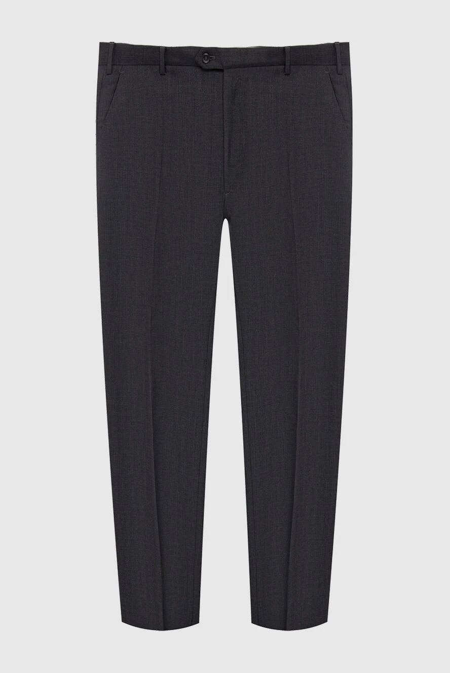 Brioni Gray wool pants for men - tucks. 100% wool. Closure: button, zipper, hook. two side pockets, two back pockets. Country of origin: Italy. Care: specialized cleaning - photo 1