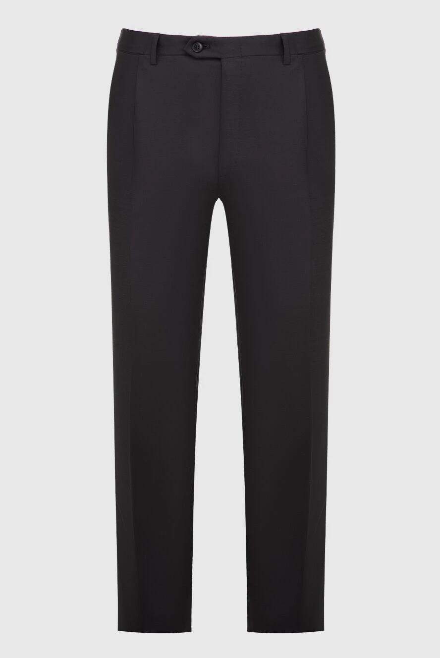 Brioni Black wool pants for men - tucks. 98% wool, 2% elastane. Closure: button, zipper. two side pockets, two back pockets. Country of origin: Italy. Care: specialized cleaning - photo 1