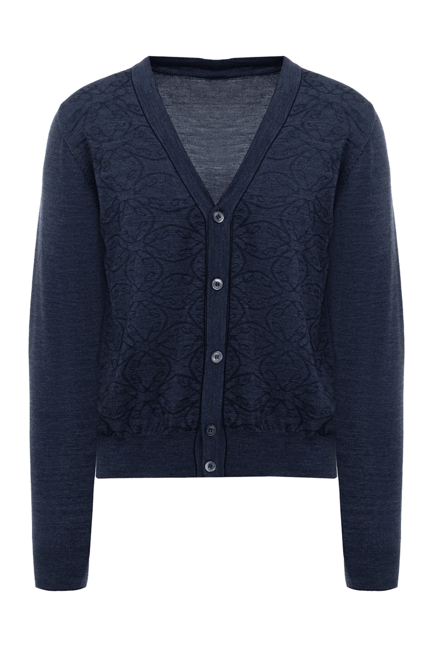 Brioni Cardigan for men made of wool blue - Fantasy pattern. 100% wool. Closure: Buttons. Country of origin: Italy. Care: specialized cleaning - photo 1