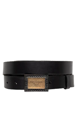 Black leather belt for men