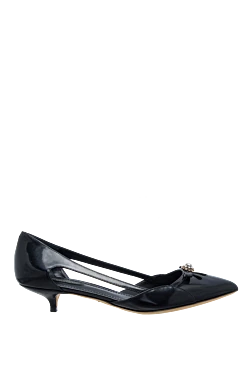 Black leather and polyamide shoes for women