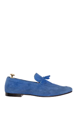 Blue suede loafers for men