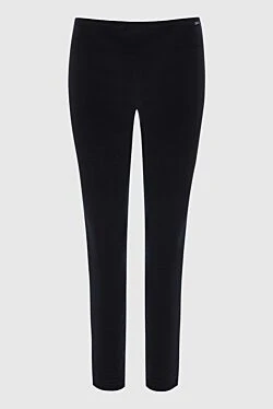 Black cotton and viscose trousers for women