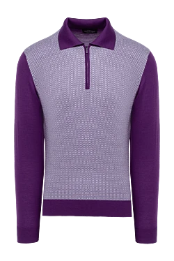 Wool, Silk and Cashmere Long Sleeve Polo Violet for men