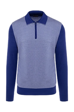 Wool long sleeve polo blue for men