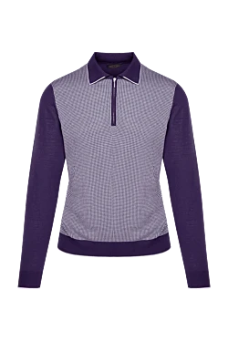 Wool Long Sleeve Polo Violet for men