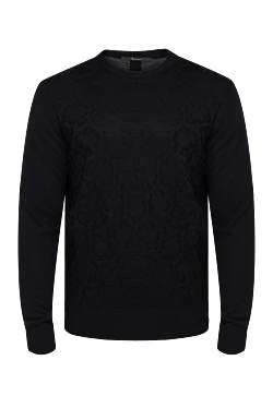 Black wool jumper for men