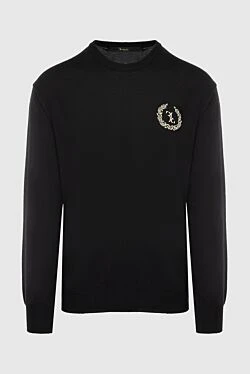 Black wool jumper for men