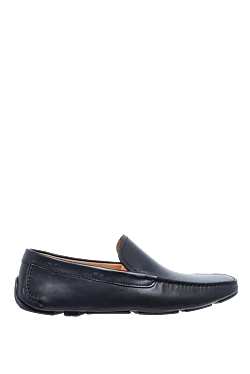 Men's black leather moccasins