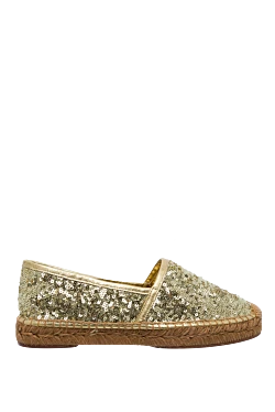 Yellow leather and polyamide espadrilles for women