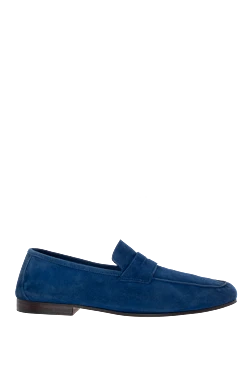 Blue suede loafers for men