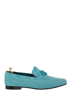 Blue suede loafers for men